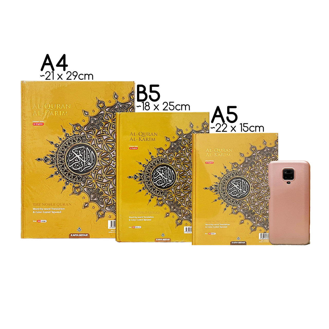 Al Quran Al Kareem: Word For Word, Colour Coded Tajweed Arabic-English Translation - A4 LARGE (30cm*21cm)